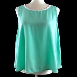Color Me Red Mint Button Back Swing Tank